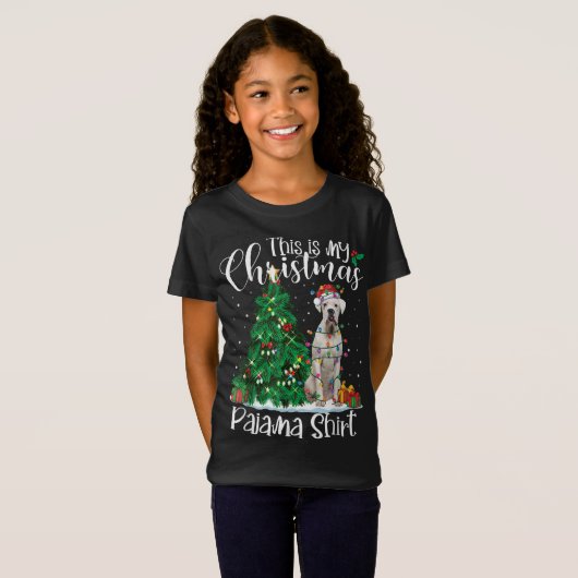 White Boxer-kerstlampjes Funny Pajama Dog Love T-shirt (Voorkant volledig)