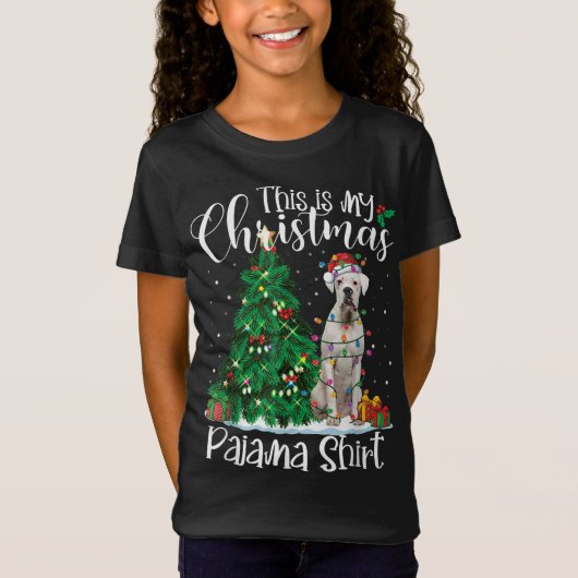 White Boxer-kerstlampjes Funny Pajama Dog Love T-shirt (Voorkant)