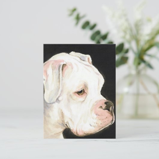 White boxer Original Dog Art Briefkaart (Staand voorkant)