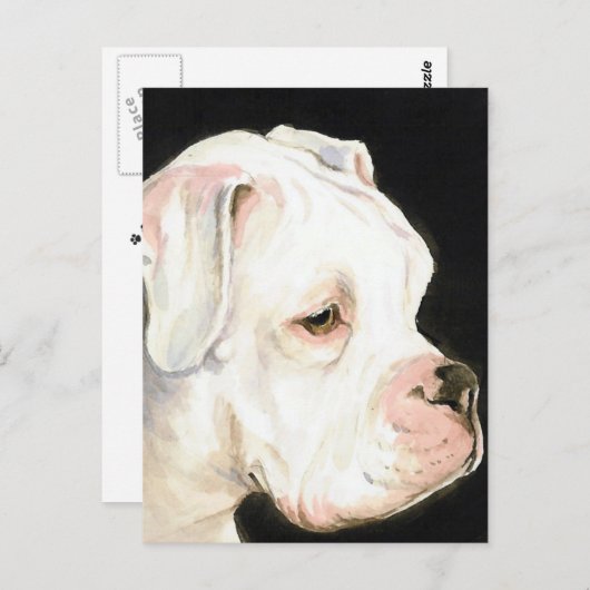 White boxer Original Dog Art Briefkaart (Voorkant / Achterkant)