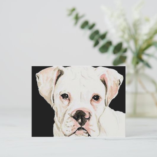 White boxer Original Dog Art Briefkaart (Staand voorkant)
