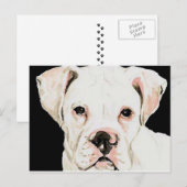 White boxer Original Dog Art Briefkaart (Voorkant / Achterkant)