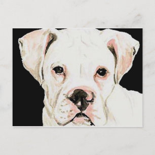 White boxer Original Dog Art Briefkaart