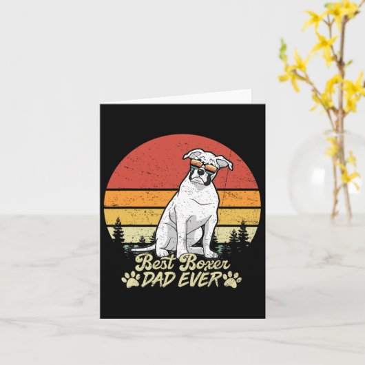 White Boxer Pa Ooit  Retro Dog Vaders Dag Kaart (Gele Bloem)