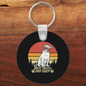 White Boxer Pa Ooit Retro Dog Vaders Dag Sleutelhanger (Voorkant)