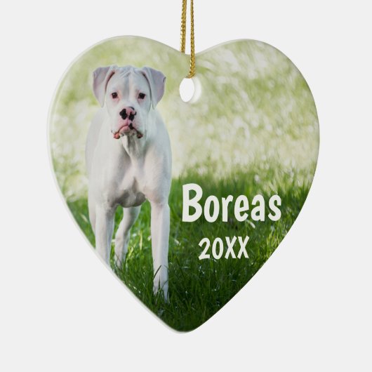 White Boxer Personalized Kerstmis Ornament (Rechts)