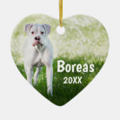 White Boxer Personalized Kerstmis Ornament (Voorkant)