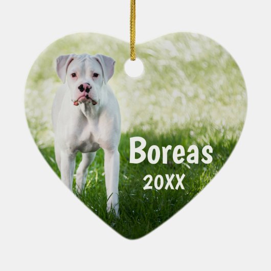 White Boxer Personalized Kerstmis Ornament (Achterkant)