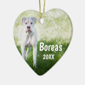 White Boxer Personalized Kerstmis Ornament (Links)