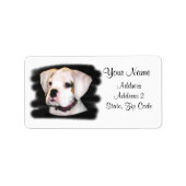 White Boxer puppy address label (Voorkant)