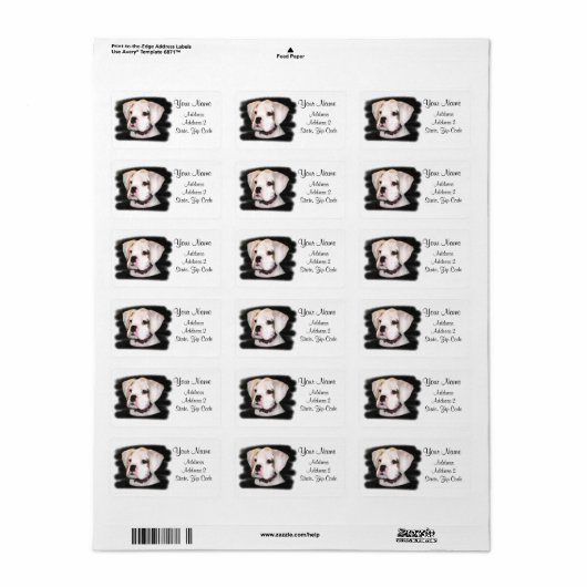 White Boxer puppy address label (Full Sheet)