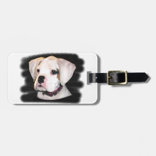 White Boxer puppy Bagagelabel (Voorkant horizontaal)