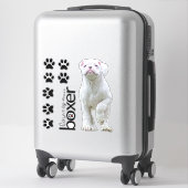 White Boxer Puppy en Dog Paw Stickers (Koffer)