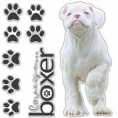White Boxer Puppy en Dog Paw Stickers (Voorkant)