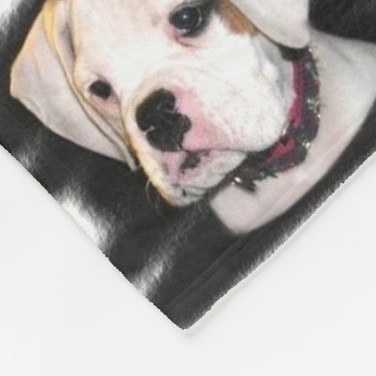 White Boxer puppy Fleece Deken (Hoek)