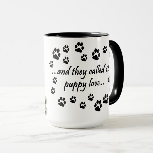 White boxer Puppy Love Paw Add Custom Name Mok (Voorkant rechts)