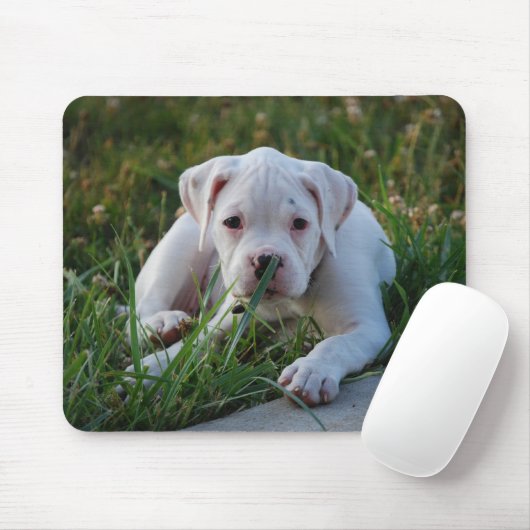 White Boxer Puppy Muismat (Met muis)