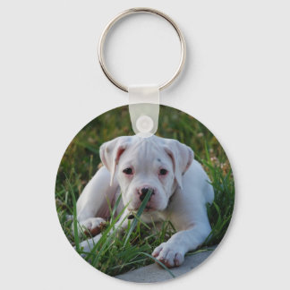 White Boxer Puppy Sleutelhanger