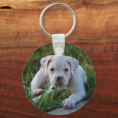 White Boxer Puppy Sleutelhanger (Voorkant)