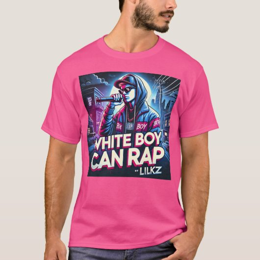 White boy can rap KZ funny T-shirt (Voorkant)