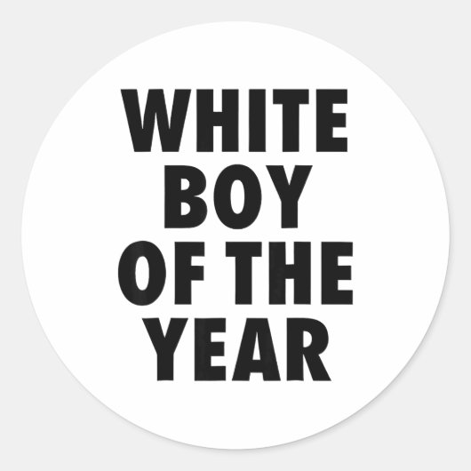 White Boy Of The Year For Men Boys Kids Funny  Ronde Sticker (Voorkant)