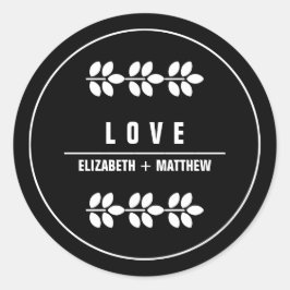 White Branches Black Wedding Ronde Sticker