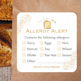 White Bread Wheat Allergy Alert Vierkante Sticker