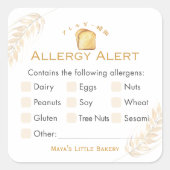 White Bread Wheat Allergy Alert Vierkante Sticker (Voorkant)