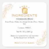 White Bread Wheat Ingredient Product Vierkante Sticker (Voorkant)