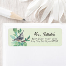 White Breastch Bird Art Return Label