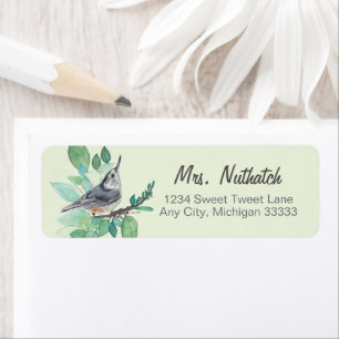 White Breastch Bird Art Return Label