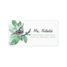 White Breastch Bird Art Return Label