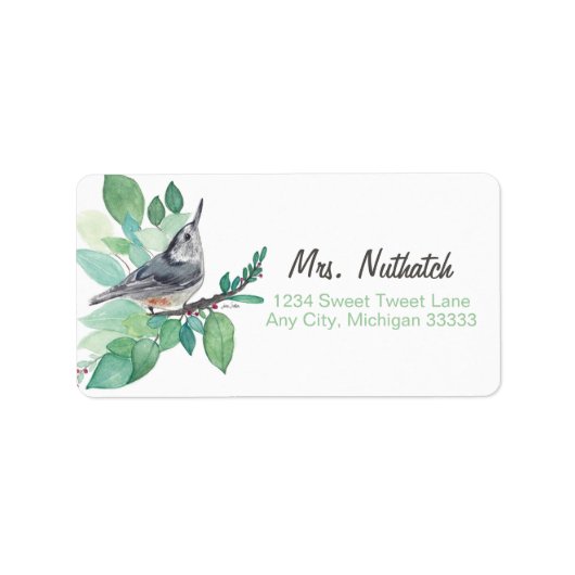 White Breastch Bird Art Return Label (Voorkant)