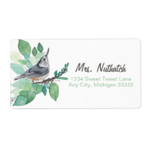 White Breastch Bird Art Return Label