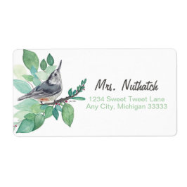White Breastch Bird Art Return Label