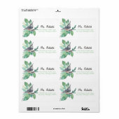 White Breastch Bird Art Return Label (Full Sheet)