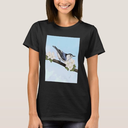 White Breastch Nuthatch Bird Birdwatcher Bio T-shirt (Voorkant)