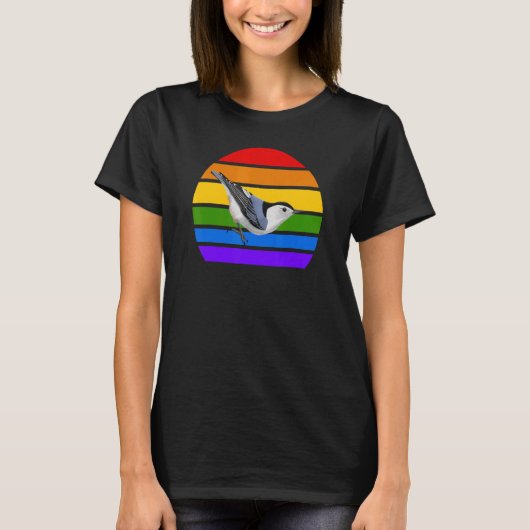 White Breastch Nuthatch Rainbow Bird D T-shirt (Voorkant)