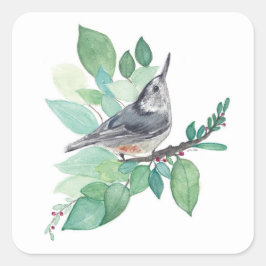 White Breasted Nuthatch Art Vierkante Sticker