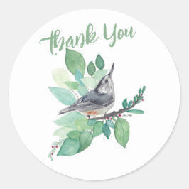 White Breasted Nuthatch Bird Art Ronde Sticker