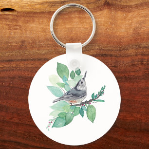 White Breasted Nuthatch Bird Art Sleutelhanger