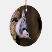 White-Breasted Nuthatch-kerstversiering Keramisch Ornament (Rechts)