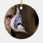 White-Breasted Nuthatch-kerstversiering Keramisch Ornament (Voorkant)