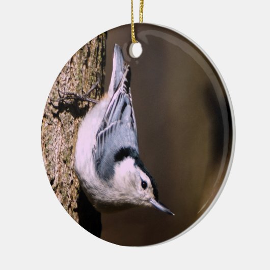 White-Breasted Nuthatch-kerstversiering Keramisch Ornament (Links)