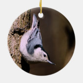 White-Breasted Nuthatch-kerstversiering Keramisch Ornament (Achterkant)