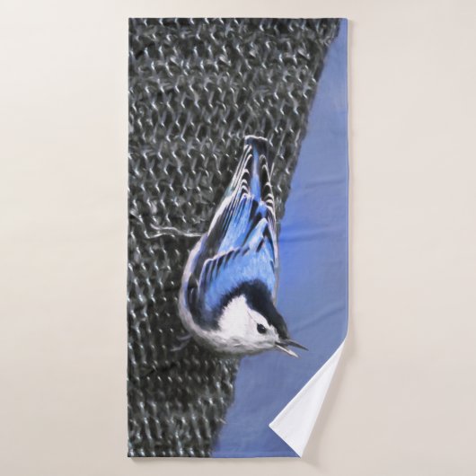 White-Breasted Nuthatch schilderende Originele Bir Bad Handdoek (Badhanddoek)