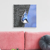 White-Breasted Nuthatch schilderende Originele Bir Canvas Afdruk (Insitu (Woonkamer))