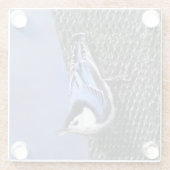 White-Breasted Nuthatch schilderende Originele Bir Glazen Onderzetter (Achterkant)