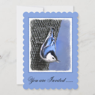 White-Breasted Nuthatch schilderende Originele Bir Kaart