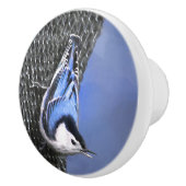 White-Breasted Nuthatch schilderende Originele Bir Keramische Knop (Rechts)